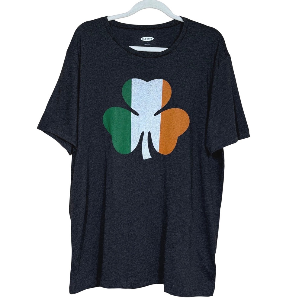 Old Navy Short Sleeve T-Shirt Soft Washed Shamrock Graphic Gray Mens Large